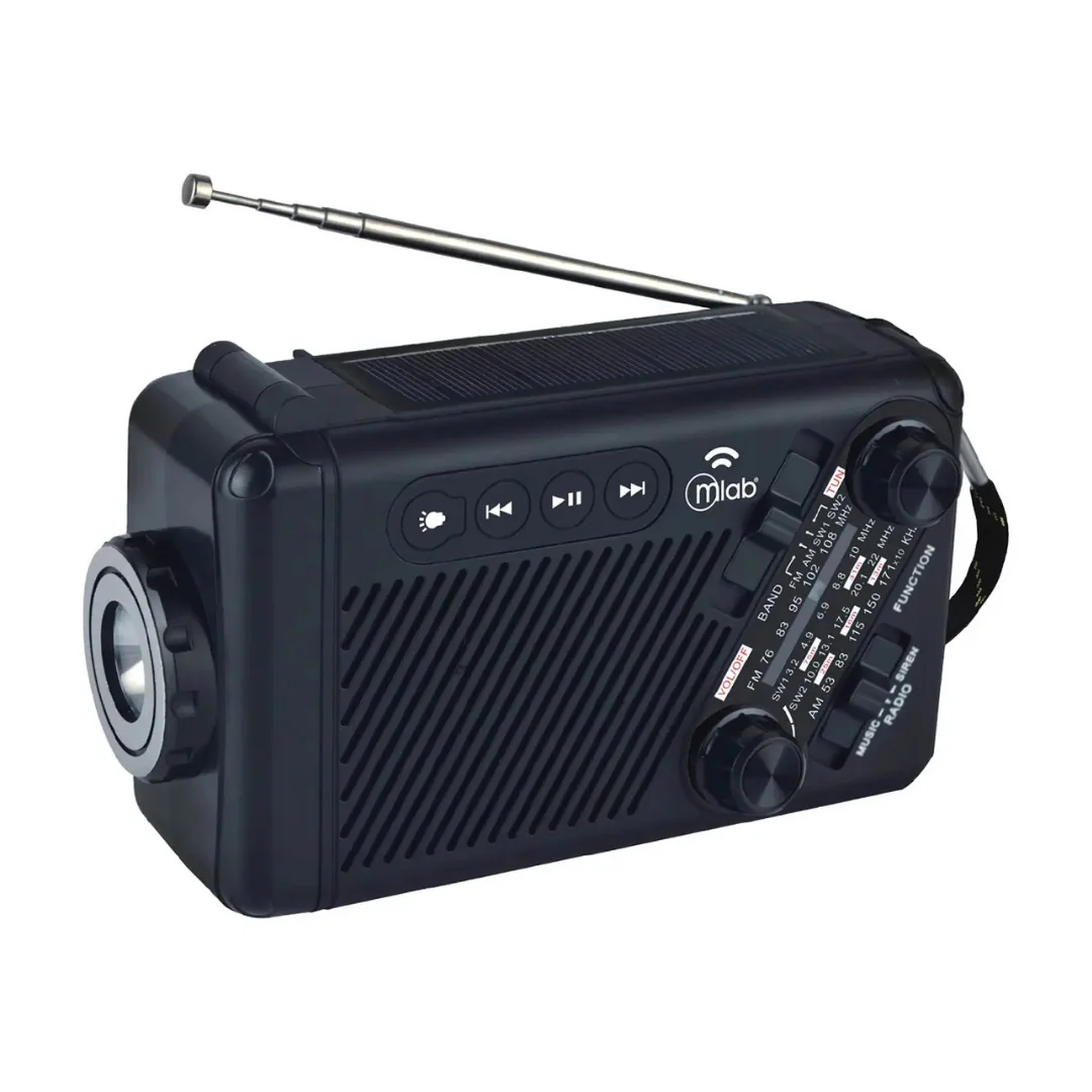 Radio de Emergencia Solar Recargable con Dinamo y Bluetooth para AM FM SW