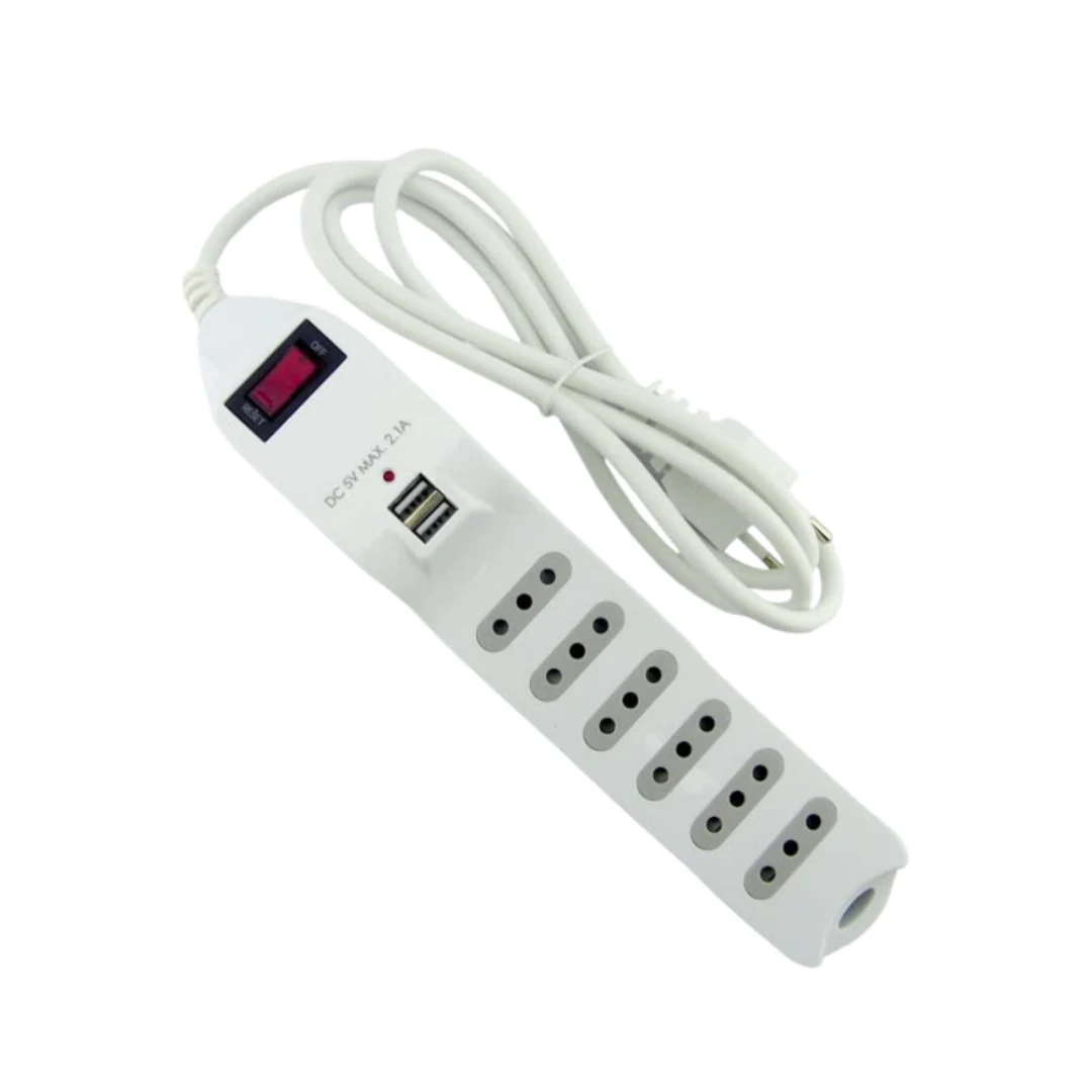 Alargador Macrotel Con Switch 6 Posiciones + 2 Usb 1.5mt. increible