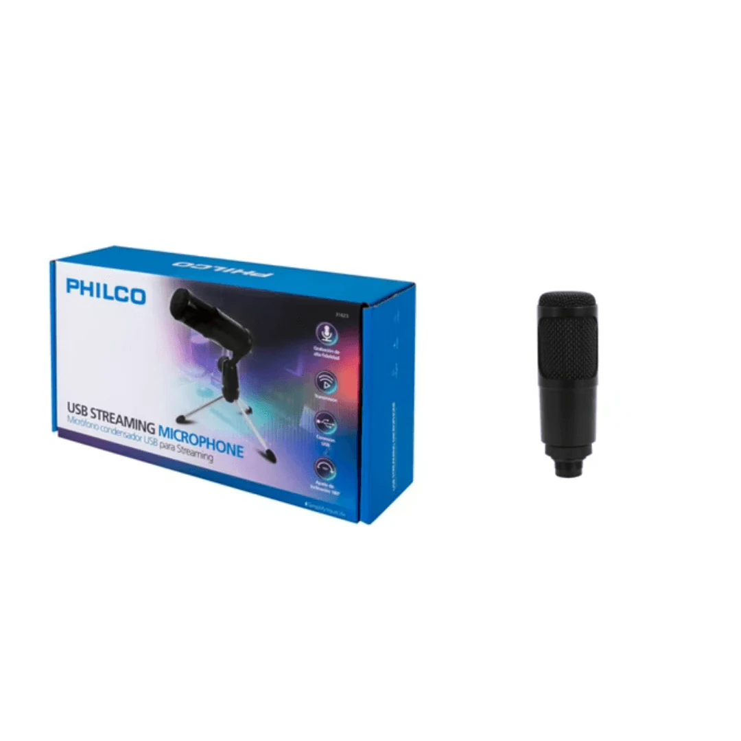 Micrófono De Condensador Philco Streaming Usb Negro Tripode. INCREIBLE 1