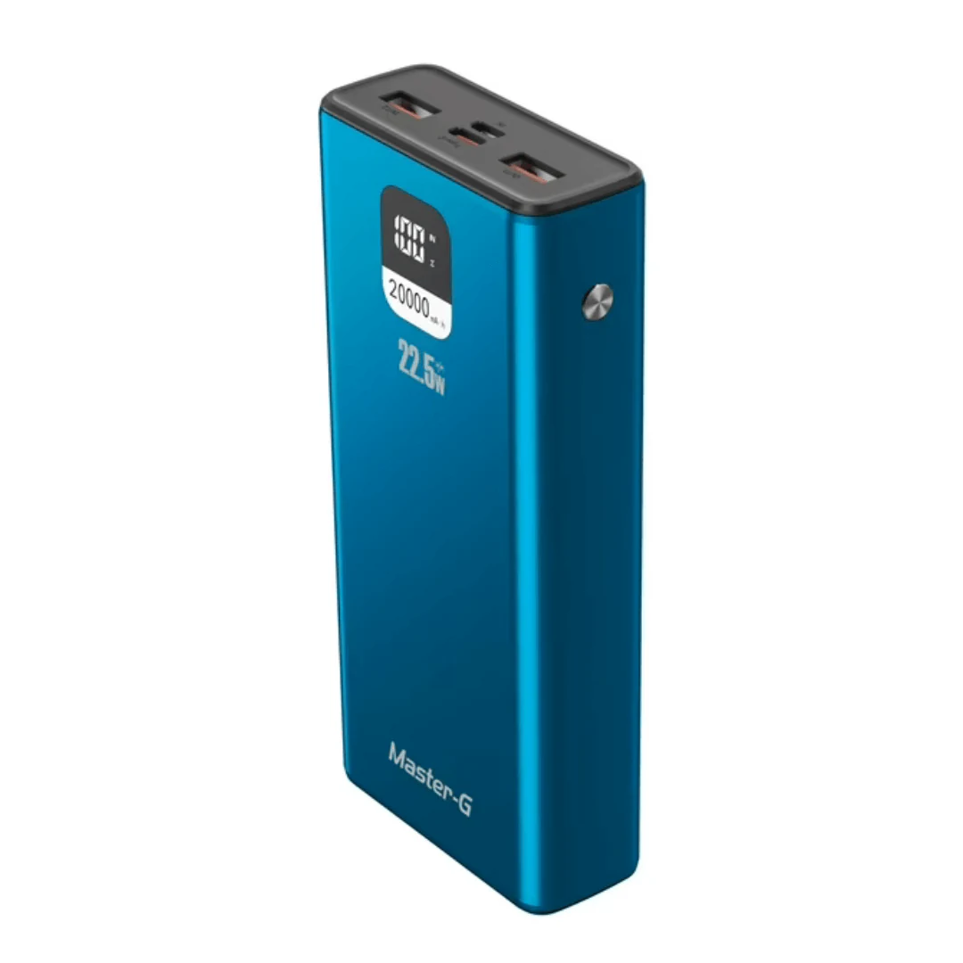 POWER BANK MASTER-G BATERIA EXTERNA 20000 MAH CARGA RAPIDA 22.5W AZUL. INCREIBLE