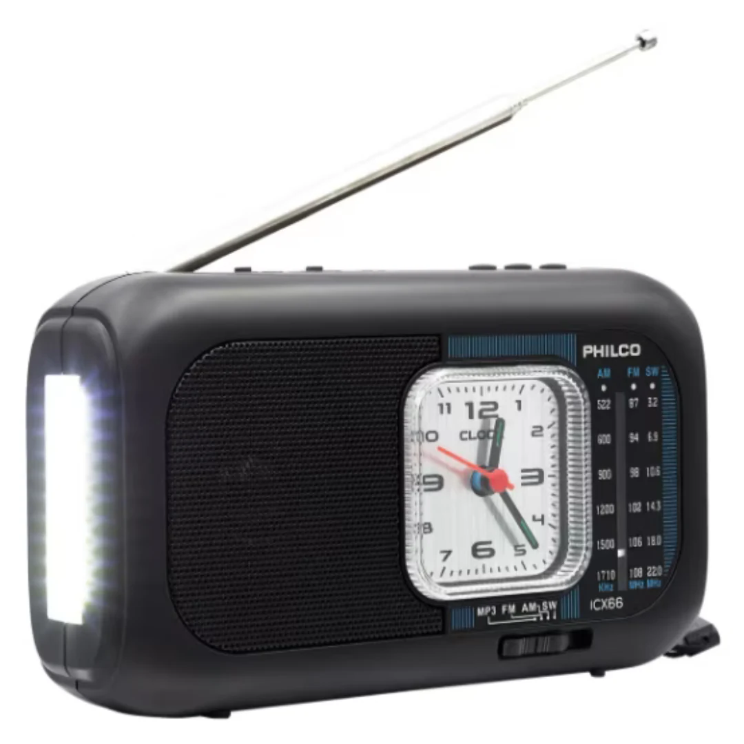 RADIO CON PANEL SOLAR DE EMERGENCIA PHILCO ICX66 NEGRO
