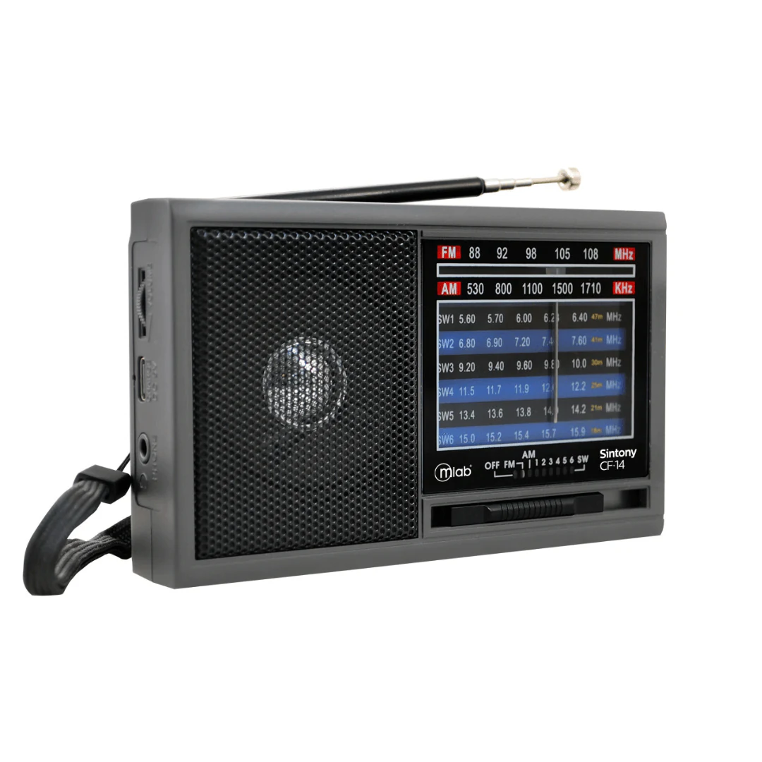 RADIO PORTATIL RECARGABLE RETRO MICROLAB SINTONY CF-14 GRIS