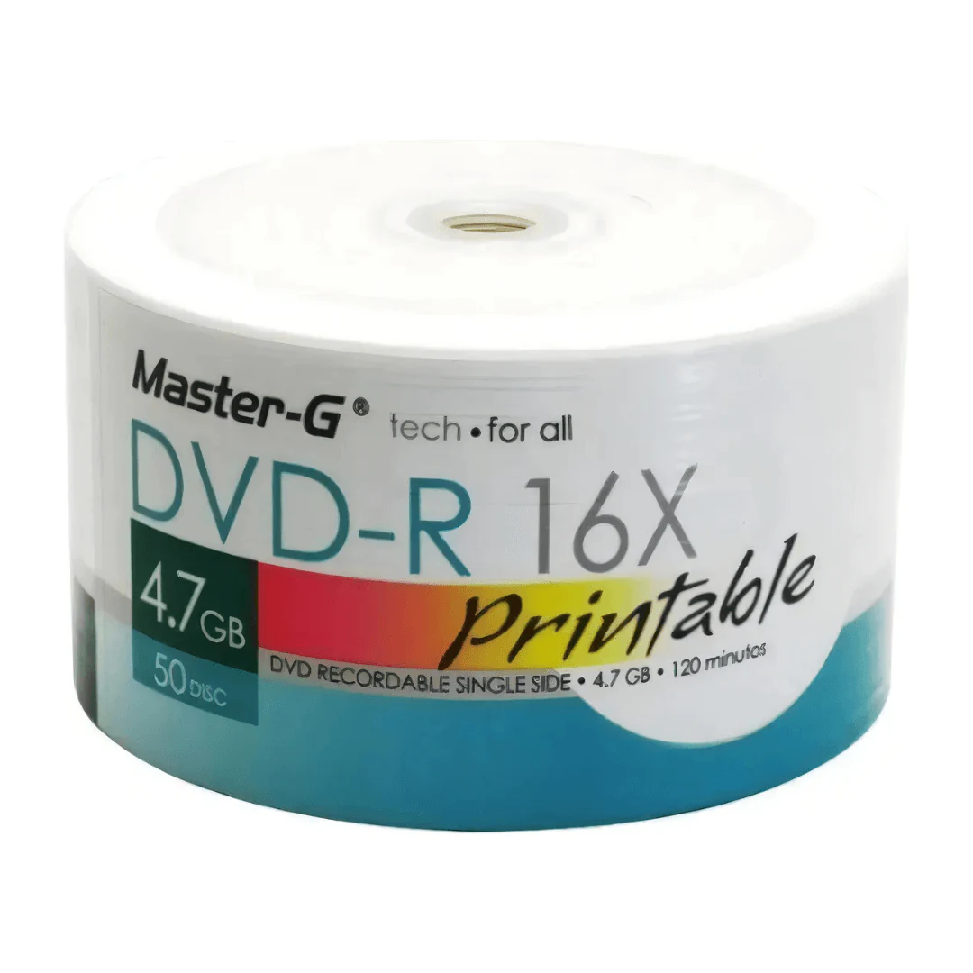 DVD IMPRIMIBLE MASTER-G  4,7GB 16X50 UNIDADES BLANCO