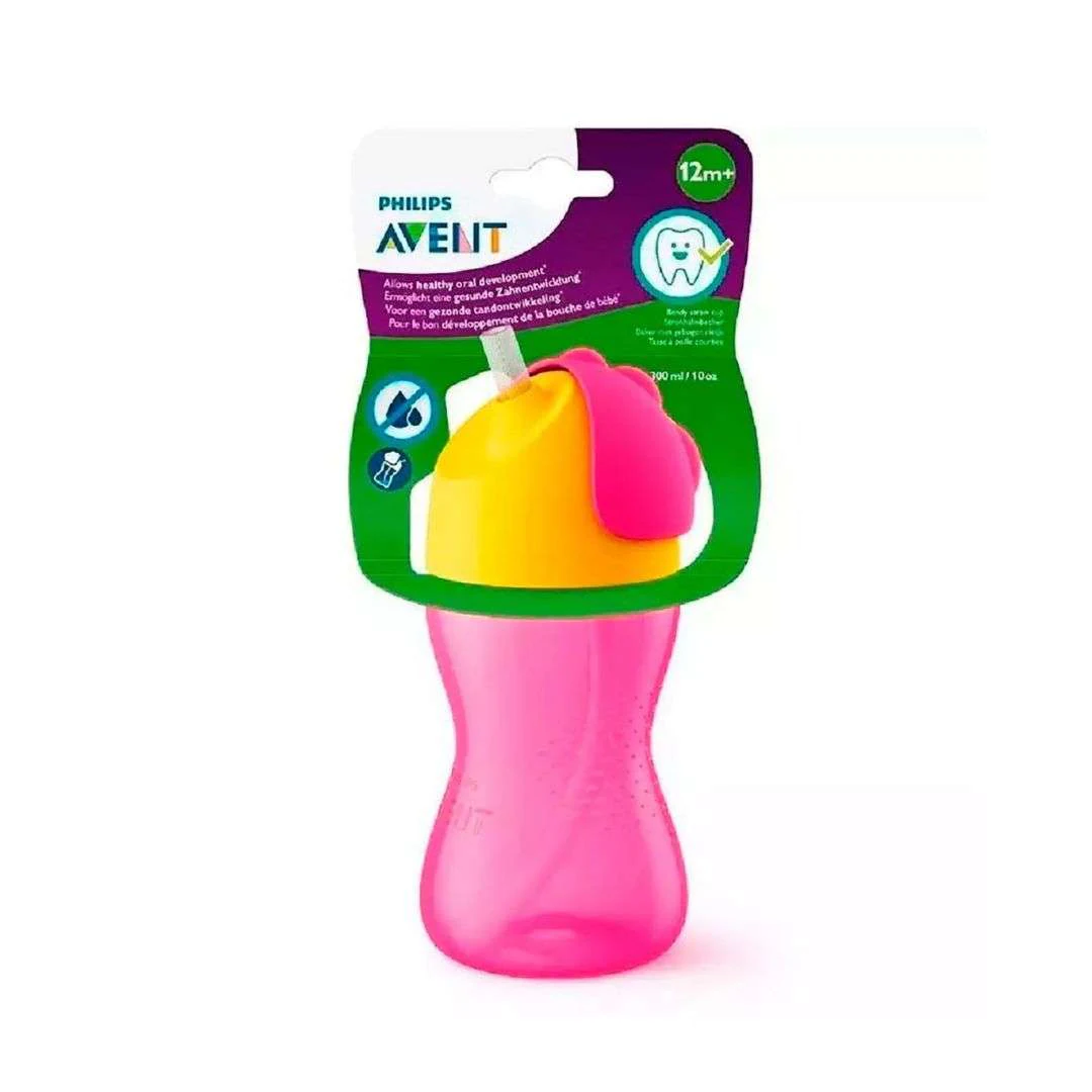 Vasos Con Bombilla Philips Avent 300ml 12m+ Rojo Amarillo Scf798/02