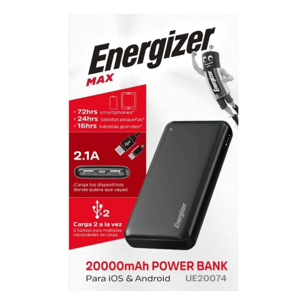 Power Bank Energizer 20000mAh Negro, la solución Increíble para nunca quedarte sin batería