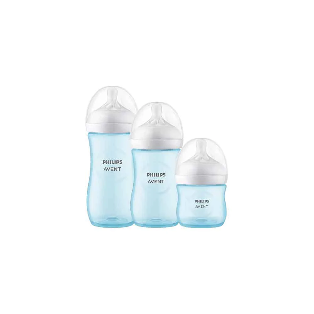 SET DE 3 BIBERONES AZUL AVENT SCD838/29 Increíble Alimentación Natural