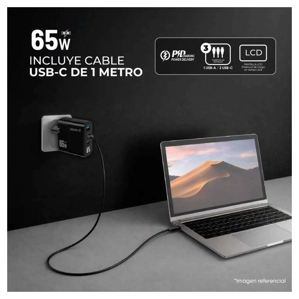 Cargador Portátil Carga Rápida 65W Master-G: Increíble Energía Sin Límites