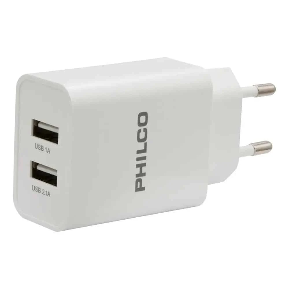 Cargador Philco R2109: Solución Increíble Definitiva de Carga Rápida con Doble USB y Cable Tipo C