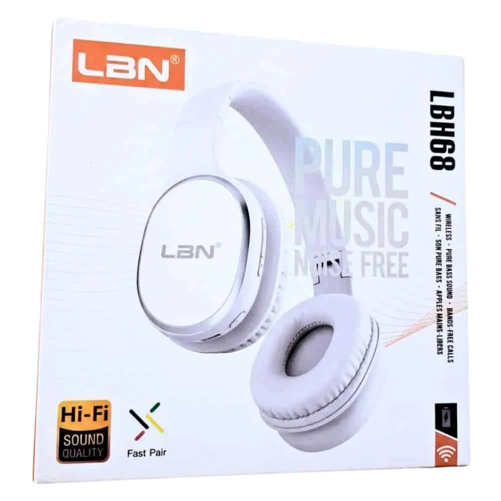 Audífono Inalámbrico Bluetooth LBN LBH68 Blanco Increíble
