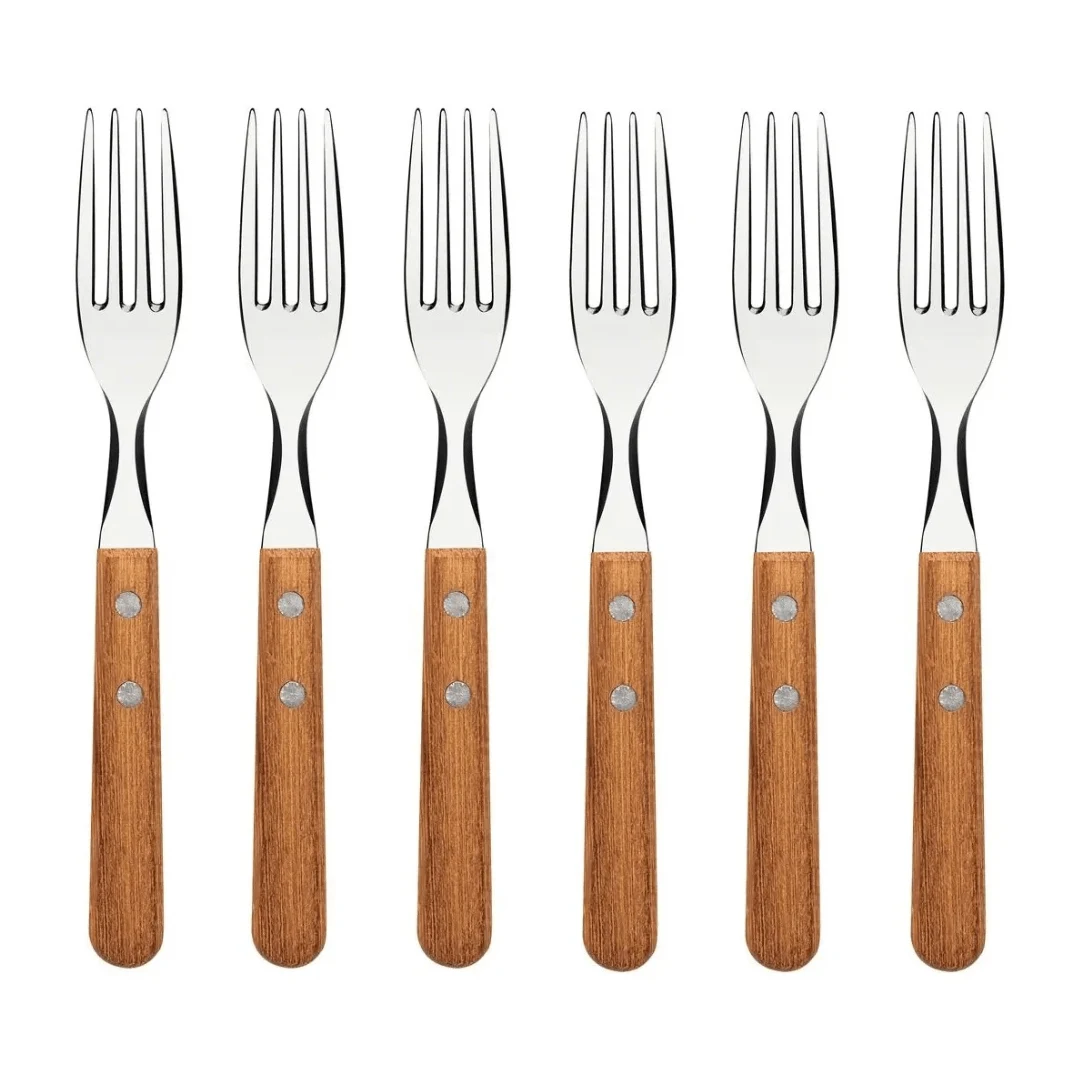 Set X12 Tenedores Mesa Tramontina Dynamic Madera Acero Inox Madera. increible