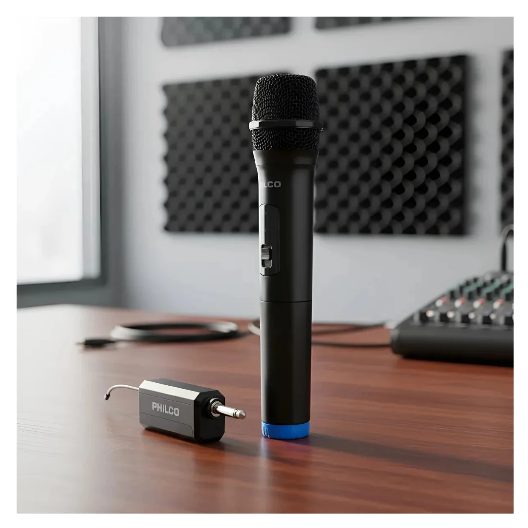 Micrófono Inalámbrico Uhf Recargable Philco WM245 NEGRO